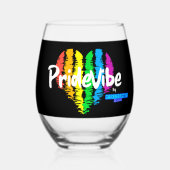 Rainbow Heart PrideVibe: Sip met trots Wijnglas Zonder Voet (Voorkant)