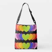 Rainbow Heart Print Cross Body Bag of Canvas tas (Achterkant)
