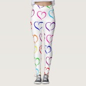 Rainbow Heart Print, Valentijnsdag Leggings (Voorkant)