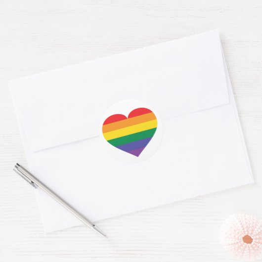 Rainbow Heart Ronde Sticker (Envelop)