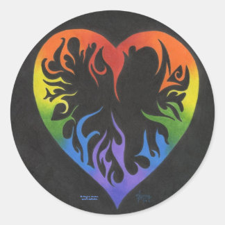 Rainbow Heart Ronde Sticker