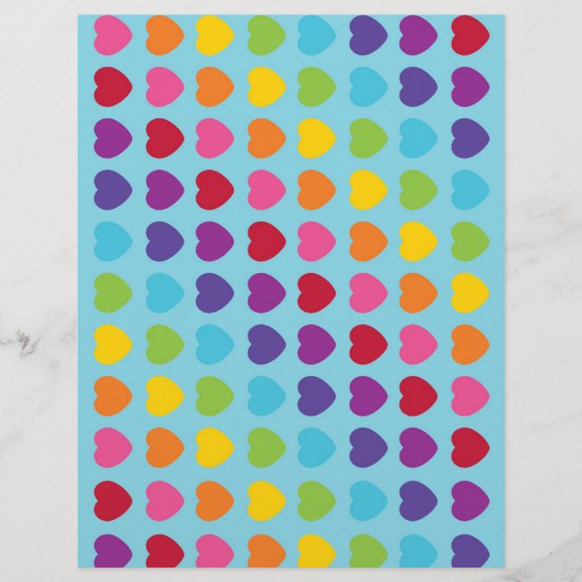 Rainbow Heart Scrapbook Paper Patterched Paper (Voorkant)