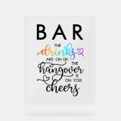 Rainbow Heart Script Bar Drink op Amerikaanse brui Acryl Bord (Voorkant)
