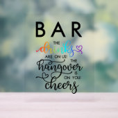 Rainbow Heart Script Bar Drink op Amerikaanse brui Acryl Bord (Neutraal)