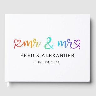 Rainbow Heart Script Mr. & Mr. Gay Wedding Gastenboek