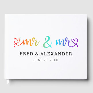 Rainbow Heart Script Mr. & Mr. Gay Wedding Gastenboek