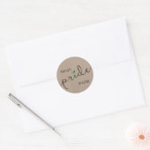 Rainbow Heart Script Typografie gemaakt met trots Ronde Sticker (Envelop)