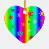 Rainbow Heart Snowflakes Kerstmis LGBTQ Keramisch Ornament (Voorkant)
