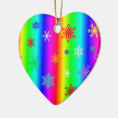 Rainbow Heart Snowflakes Kerstmis LGBTQ Keramisch Ornament (Links)