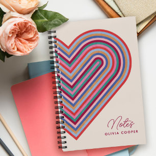 Rainbow Heart Spiral Notitieboek - Bourgogne