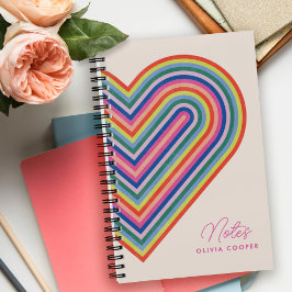 Rainbow Heart Spiral Notitieboek - Magenta