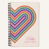 Rainbow Heart Spiral Notitieboek - Magenta (Voorkant)