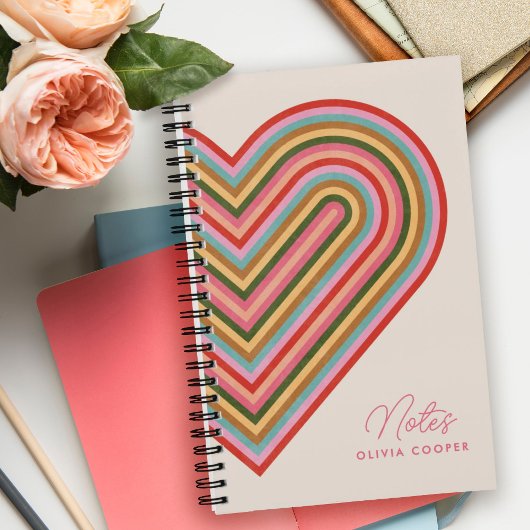 Rainbow Heart Spiral Notitieboek - Roze