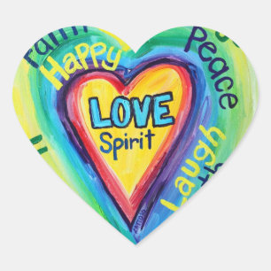 Rainbow Heart Spirit-woorden Etiket sticker Decal
