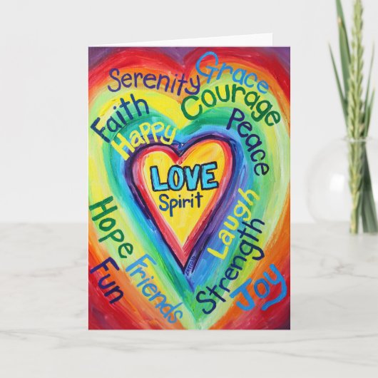 Rainbow Heart Spirit Wordcard Kaart (Voorkant)