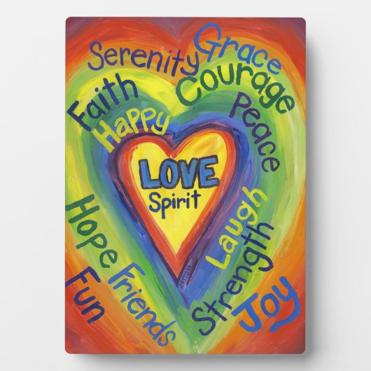 Rainbow Heart Spirit Words Art Plaque Sign Fotoplaat (voorkant)