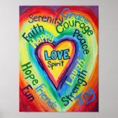 Rainbow Heart Spirit Words Art Poster Print (Voorkant)