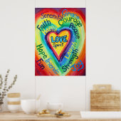 Rainbow Heart Spirit Words Art Poster Print (Keuken)