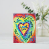 Rainbow Heart Spirit Words Briefkaart (Staand voorkant)
