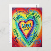 Rainbow Heart Spirit Words Briefkaart (Voorkant / Achterkant)