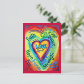 Rainbow Heart Spirit Words Briefkaart (Staand voorkant)