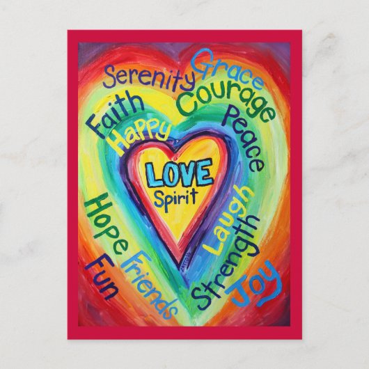 Rainbow Heart Spirit Words Briefkaart (Voorkant)