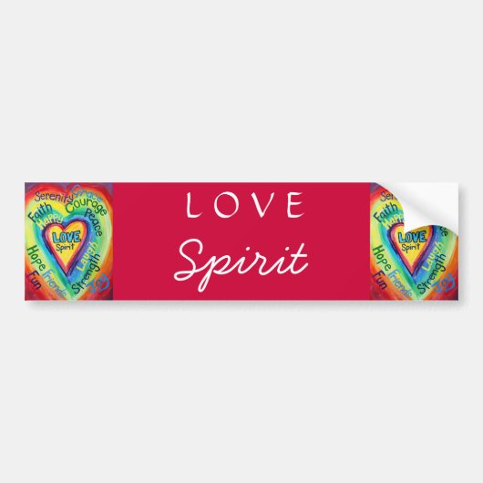 Rainbow Heart Spirit Words Bumpersticker (Voorkant)