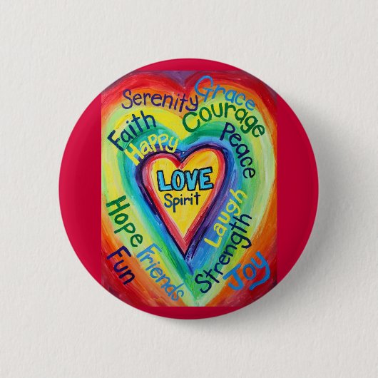 Rainbow Heart Spirit Words Button (Voorkant)