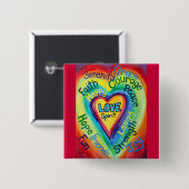 Rainbow Heart Spirit Words Button (Voorkant /achterkant)