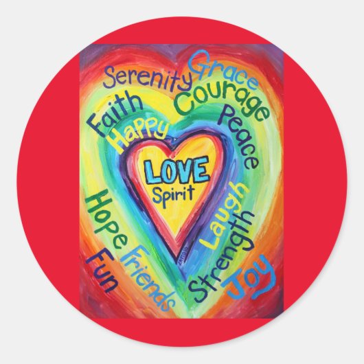 Rainbow Heart Spirit Words Label Sticker Decals (Voorkant)