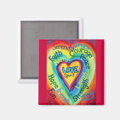 Rainbow Heart Spirit Words Magnet (Voorkant / Achterkant)
