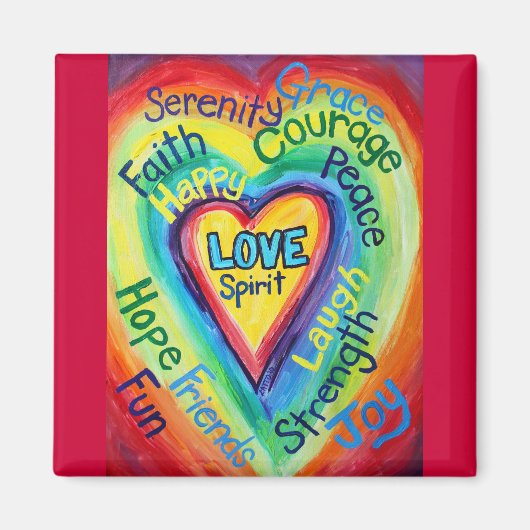 Rainbow Heart Spirit Words Magnet (Voorkant)
