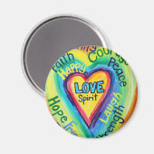 Rainbow Heart Spirit Words Magnet (Voorkant / Achterkant)