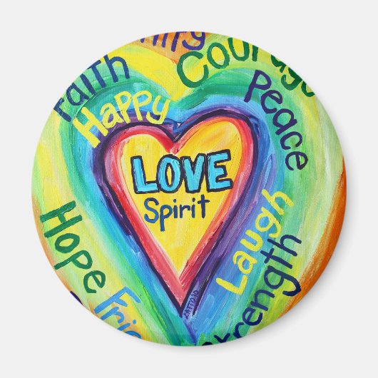 Rainbow Heart Spirit Words Magnet (Voorkant)