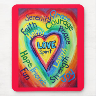 Rainbow Heart Spirit Words Mousepad Muismat