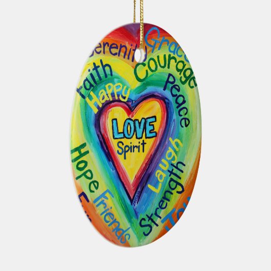 Rainbow Heart Spirit Words Ornament (Rechts)