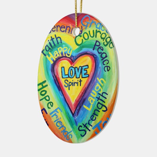 Rainbow Heart Spirit Words Ornament (Links)