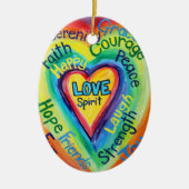 Rainbow Heart Spirit Words Ornament (Voorkant)