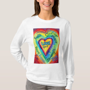Rainbow Heart Spirit Words Shirt (voorzijde)