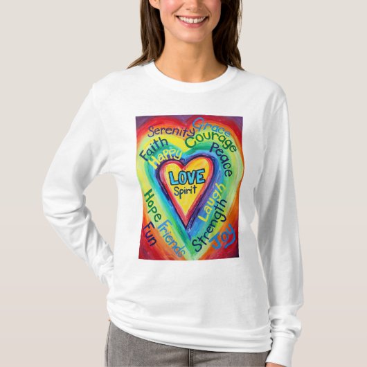 Rainbow Heart Spirit Words Shirt (voorzijde) (Voorkant)