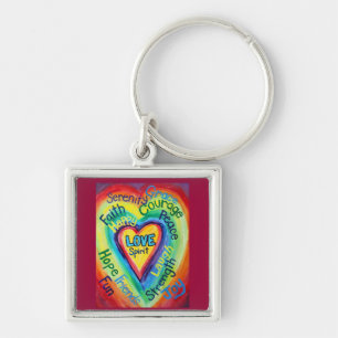 Rainbow Heart Spirit Words Sleutelhanger