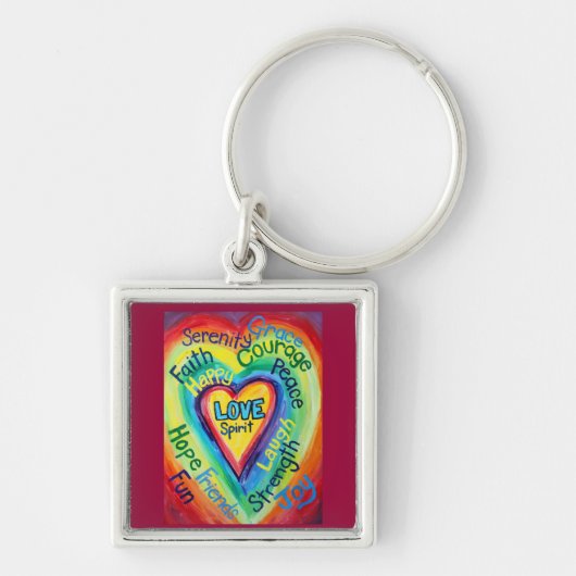 Rainbow Heart Spirit Words Sleutelhanger (Voorkant)