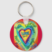 Rainbow Heart Spirit Words Sleutelhanger (Voorkant)