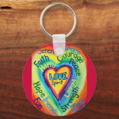 Rainbow Heart Spirit Words Sleutelhanger (Voorkant)