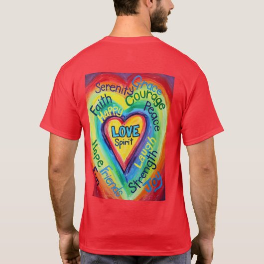 Rainbow Heart Spirit Words T-shirt (Achterkant)