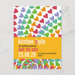 Rainbow Heart Sprinkles Save the Date Briefkaart