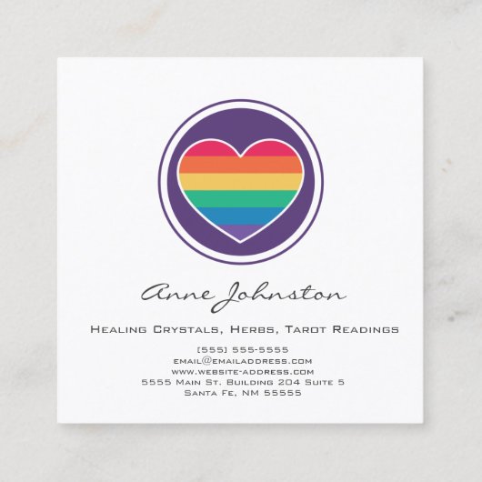 Rainbow Heart Square Visitekaartje (Achterkant)