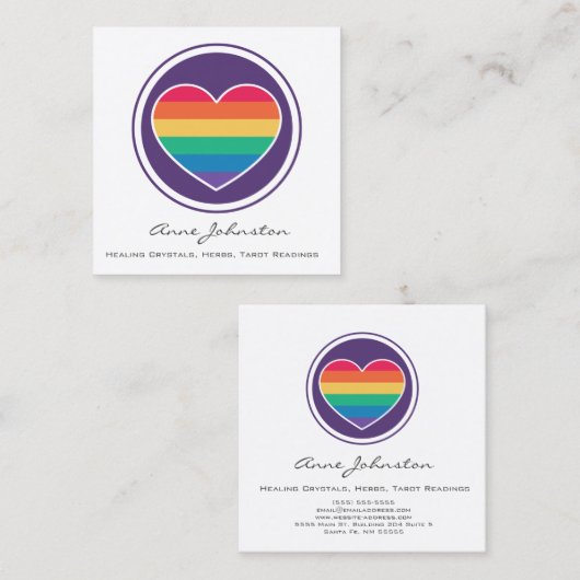 Rainbow Heart Square Visitekaartje (Voorkant / Achterkant)