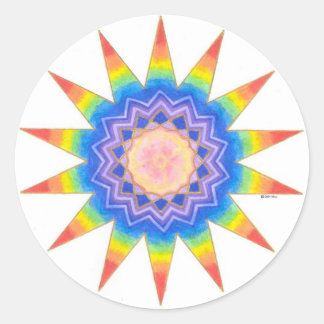 Rainbow Heart Star Ronde Sticker