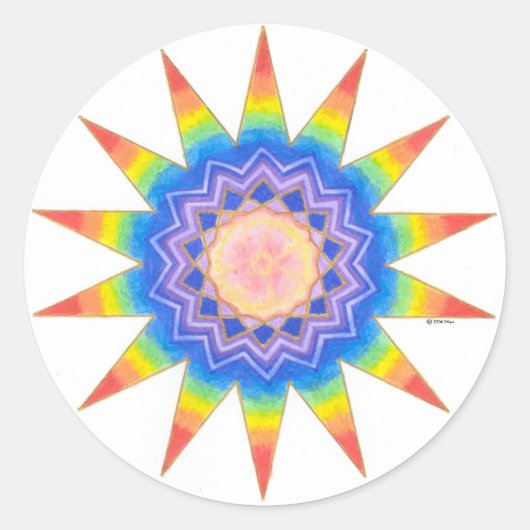 Rainbow Heart Star Ronde Sticker (Voorkant)